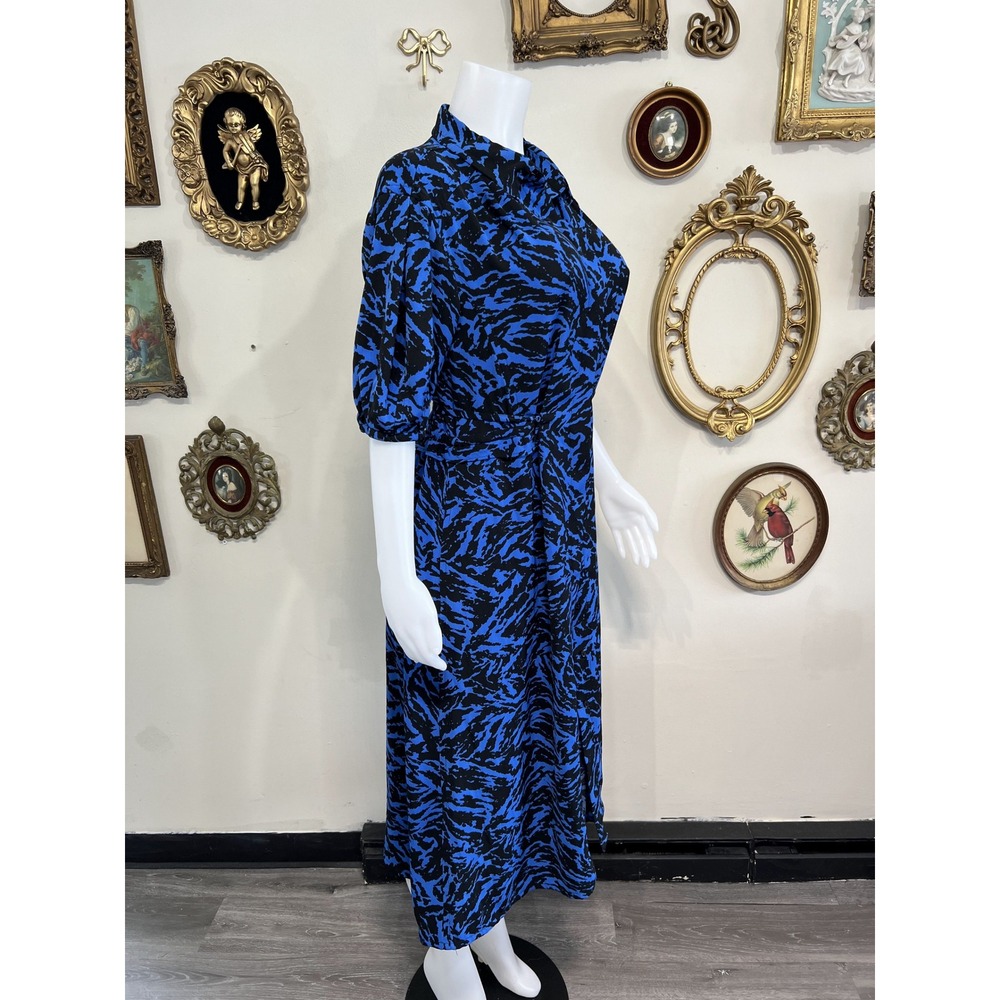Jason Wu Collective Blue and Black Animal Print Midi Dress Size 8 - Picture 2 of 6
